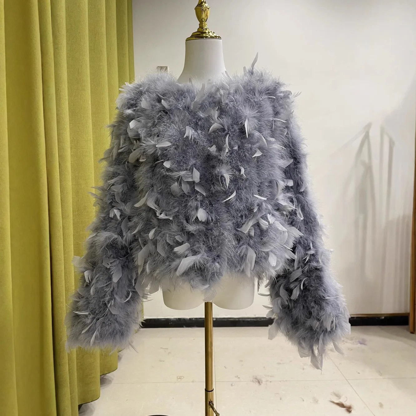 Real Ostrich Feathers Jacket for Women Autumn Winter Party Outerwear Elegant Ladies Coat Festive Season Outer Clothing