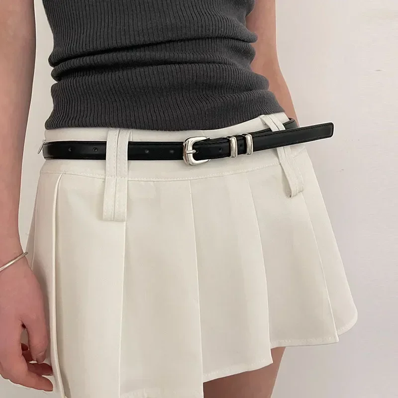 Korean Simple Buckle Belt Black Leather High Elastic Embellished Waistband High Quality Fashion Bride Decoration Accessories