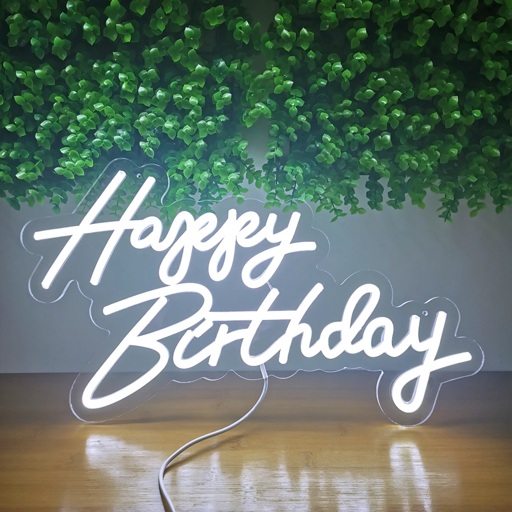 Happy Birthday Neon Sign 18X10 Inches Light Sign for Birthday Party,Bedroom,Bar,Cafe,Home Art Decor Birthday Gift USB Powered