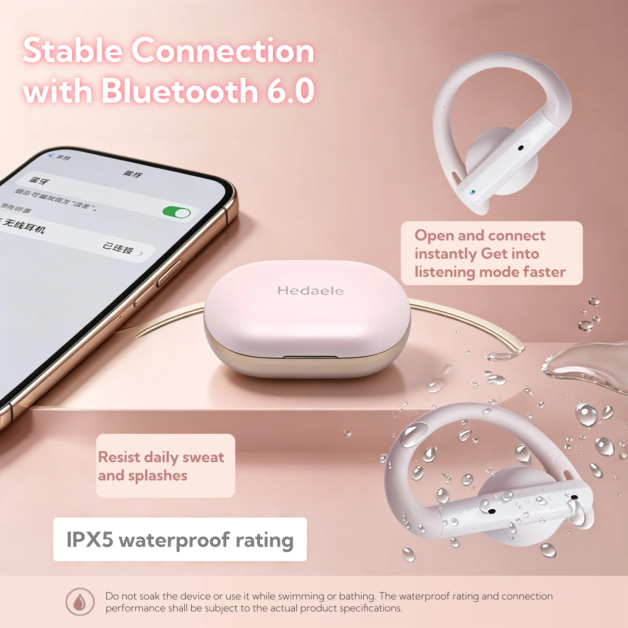 หูฟังไร้สาย Hedaele D14 OWS แบ - Usb C Earphone บทวิจารณ์และราคา