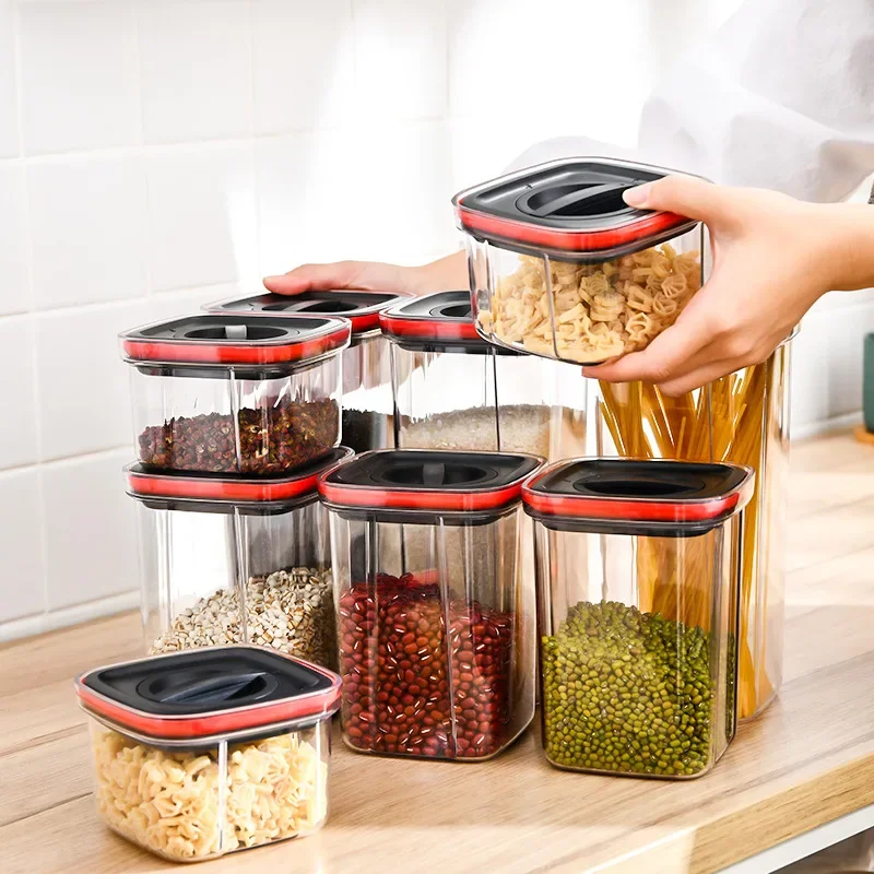 Food Storage Containers Kitchen Storage Organization Box Transparent Jars for  PET Food  Box Lid