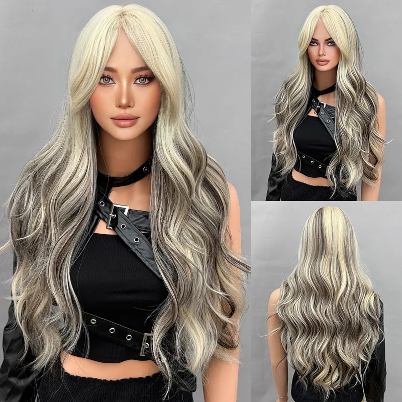 

Multi-Colored 30-Inch Long Hair With Bangs And Long Curly Hair Synthetic Women'S Fiber Heat-Resistant For Everyday And Party Use