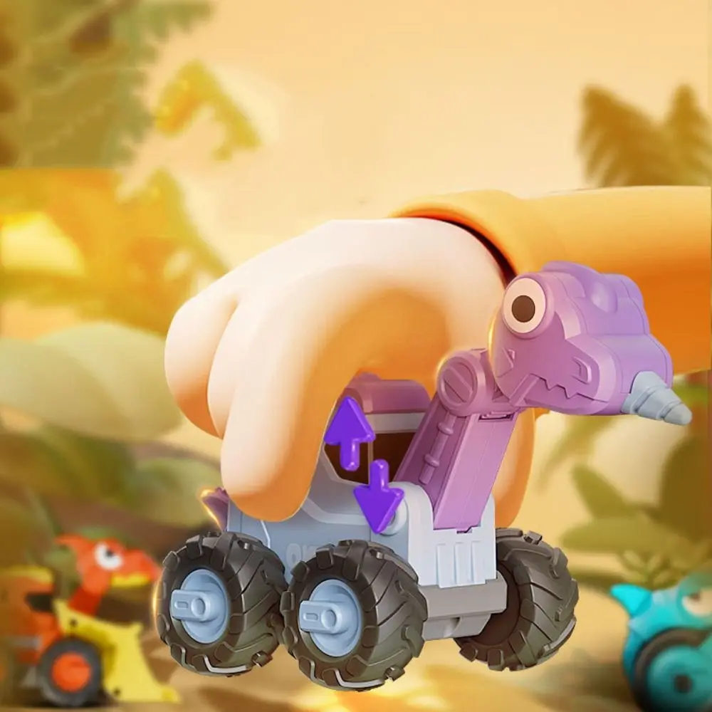 Plastikowy samochodzik dla dzieci z napędem pull-back, puzzle, model samochodu inżynieryjnego z dinozaurem, rozwijający umiejętności manualne, kolekcja, koparka.