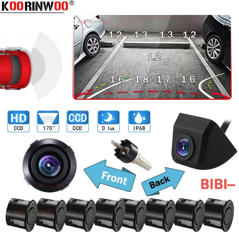 Koorinwoo Electric Parkmaster Car Sensors Bumper Trunk Camera Rear view Camera Front Camera Wide Angle RCA Video Parking Sysstem