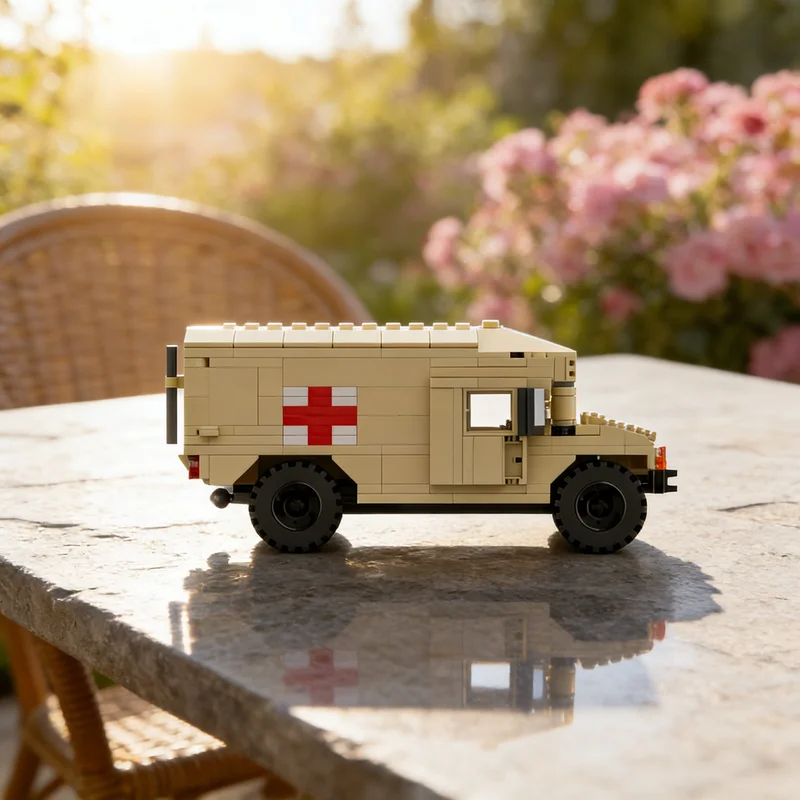 

341 деталь MOC: Модель медицинского автомобиля Humvee армии США, конструктор для города, креативный подарок, декор для демонстрации, сборная модель премиум-класса для взрослых и детей, настольный набор