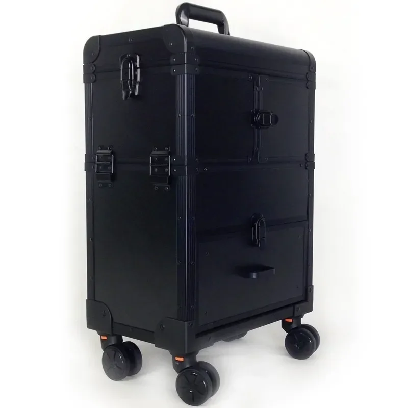 Многофункциональная коробка из алюминиевого сплава. Профессиональный футляр для ухода за ногтями, косметичка, ящик для инструментов на тележке для вышивки.