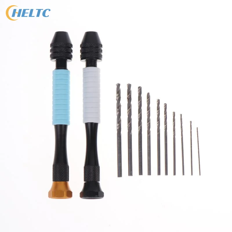 Mini Micro Aluminum Hand Drill With Keyless Chuck HSS Steel Twist Drill Bit Woodworking Drilling Rotary Tools Hand Drill Manual