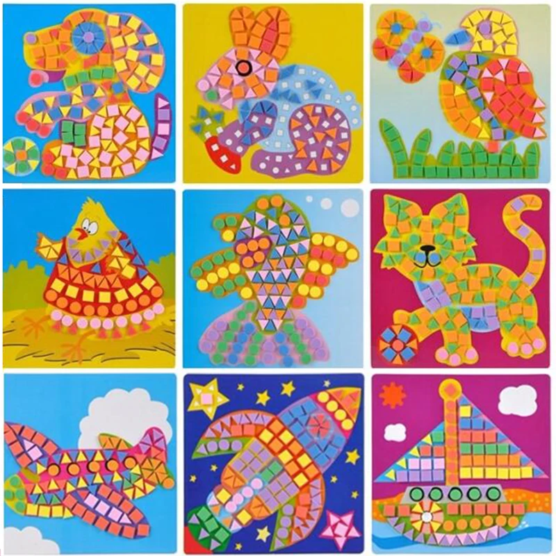 6PCS/Set 3D Kids EVA Sticky Mosaics Puzzle DIY Foam EVA Stickers Handmade Art Cartoon Creative Educational Toys For Children