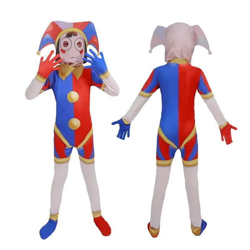 EE01 Animal Digital Circus Cosplay costume Pomni Caine Jax Disguise Full Set Jumpsuit for Adult Kids Halloween Carnival PartIo0！