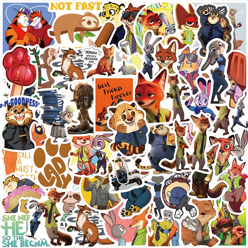 60 قطعة Zootopia DIY ملصقات الكرتون الهاتف جذع الثلاجة مقاوم للماء أنيمي ملصقات أنيمي الشكل صورة اللعب ملصق هدية #1