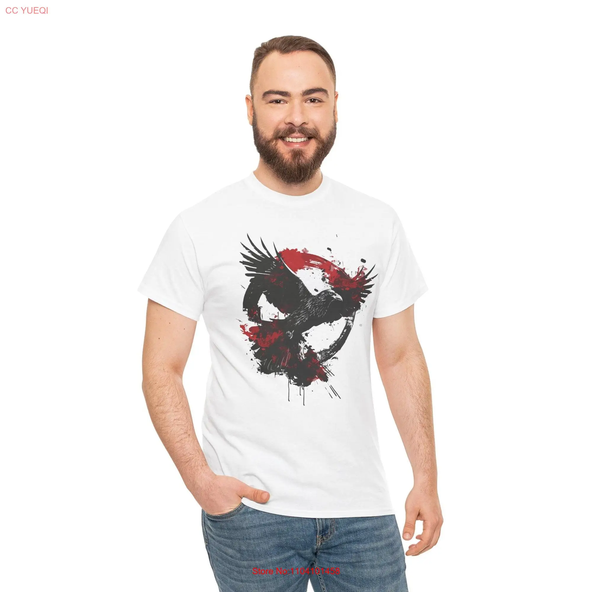 Eagle Red Black Artistic Design T Shirt Grunge Style Bird Modern Urban ArT Unique Animal Print Cool Casual Top