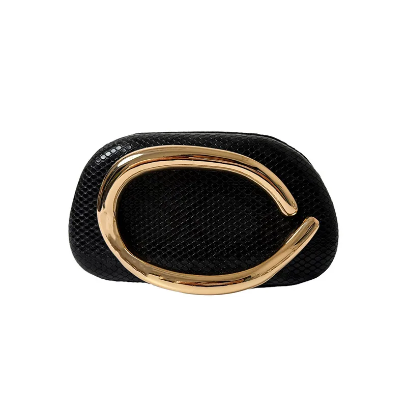 Brand Luxury Snake Patterned Leather Handbag Retro Minimalist Dress Metal Chain Shoulder Bag Casual Versatile Dinner Bag New