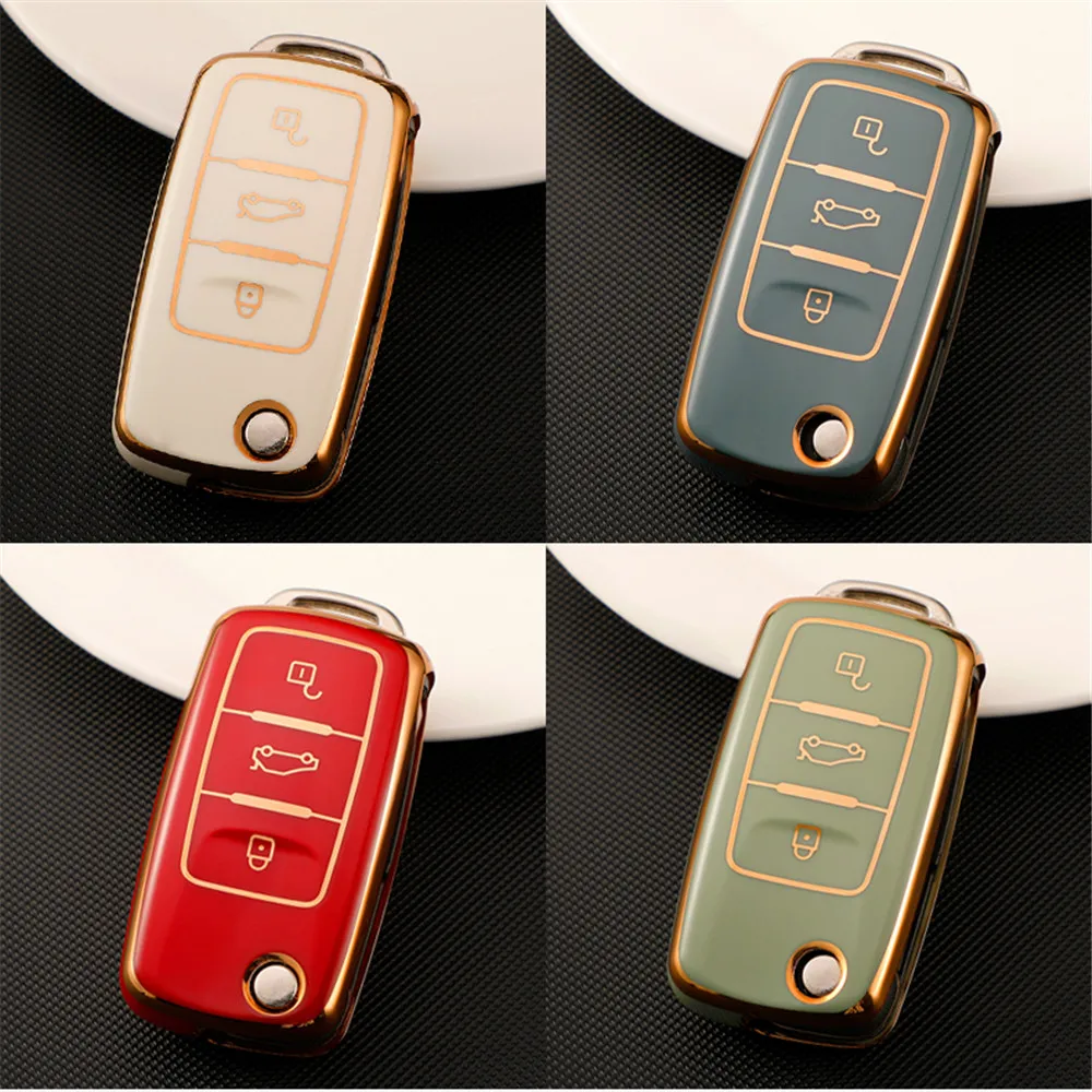 Car Key Case TPU Cover Holder Shell for VW Volkswagen Polo Golf Passat Beetle Caddy Tiguan Skoda Octavia Kodiaq Seat Leon Altea