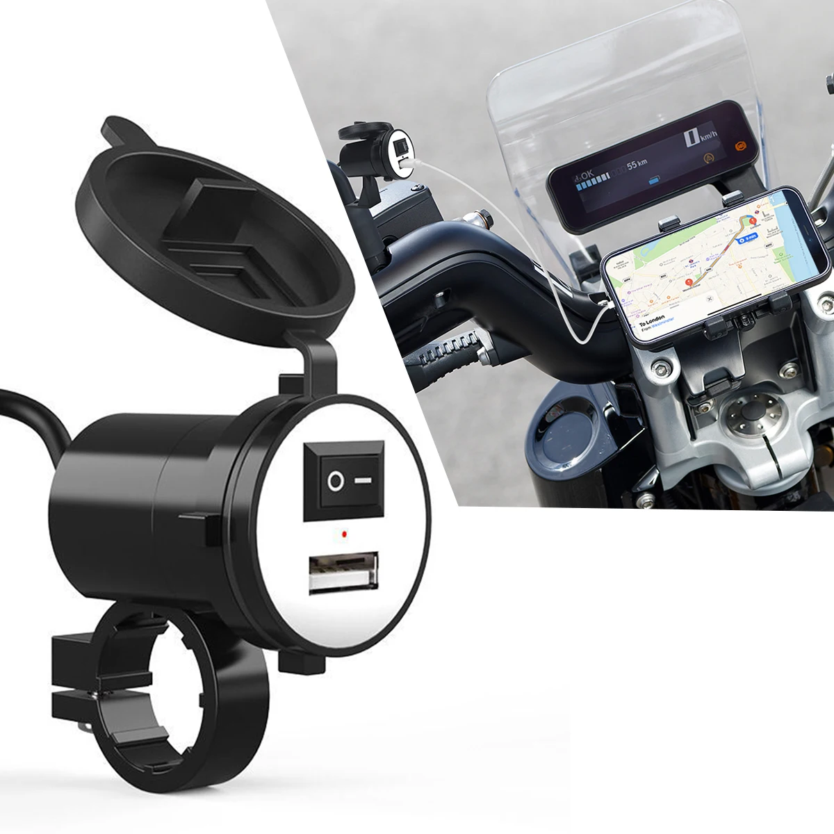 Waterproof Motorcycle Handlebar USB Charger 12V Moto Adapter Power Supply Socket For Phone Mobile Motorbike Accessories