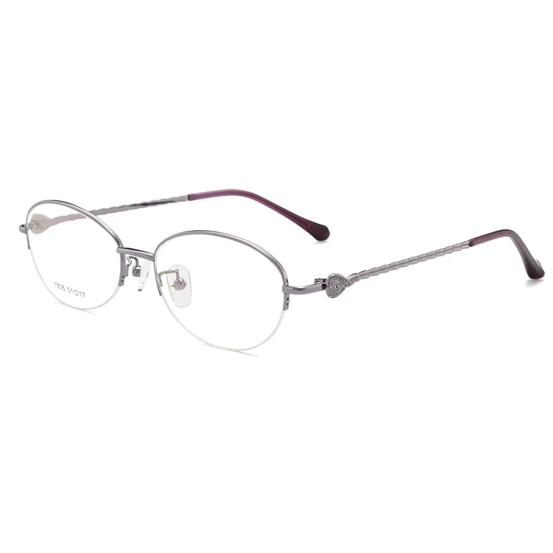 51-17 نظارات قراءة نسائية جديدة خفيفة للغاية بنصف إطار بيضاوية مضادة للأزرق عدسات طبية مخصصة لقصر النظر الاستجماتيزم #6