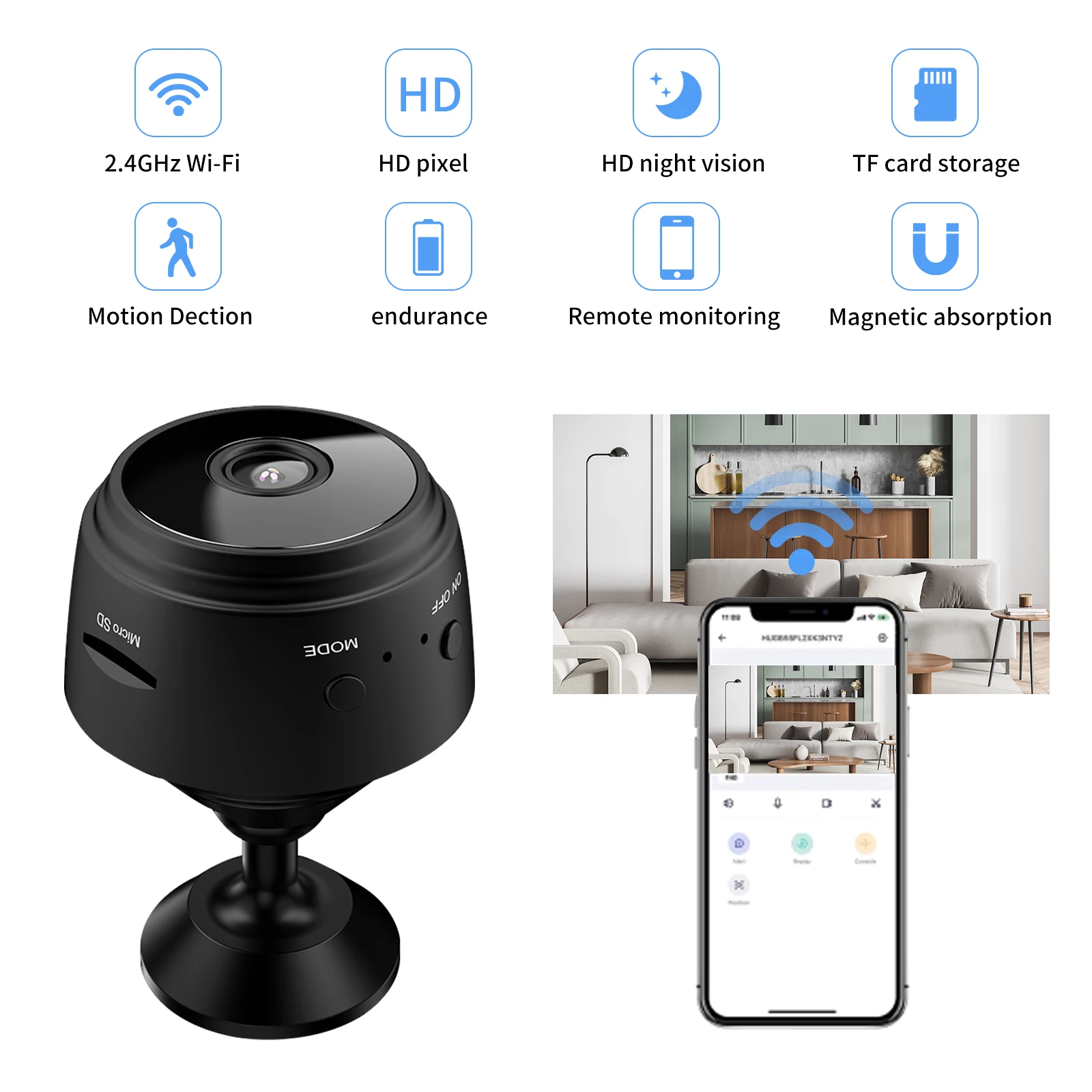 Wireless Video Recorder Voice Recorder Security Monitoring Camera Smart Home For Infants And Pets A9 WiFi Camera