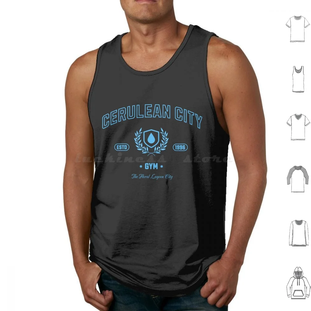 Cerulean City Gym College Cascade Badge Misty Japanese Tank Tops Vest Sleeveless Cerulean City Cerulean Gym Gaming