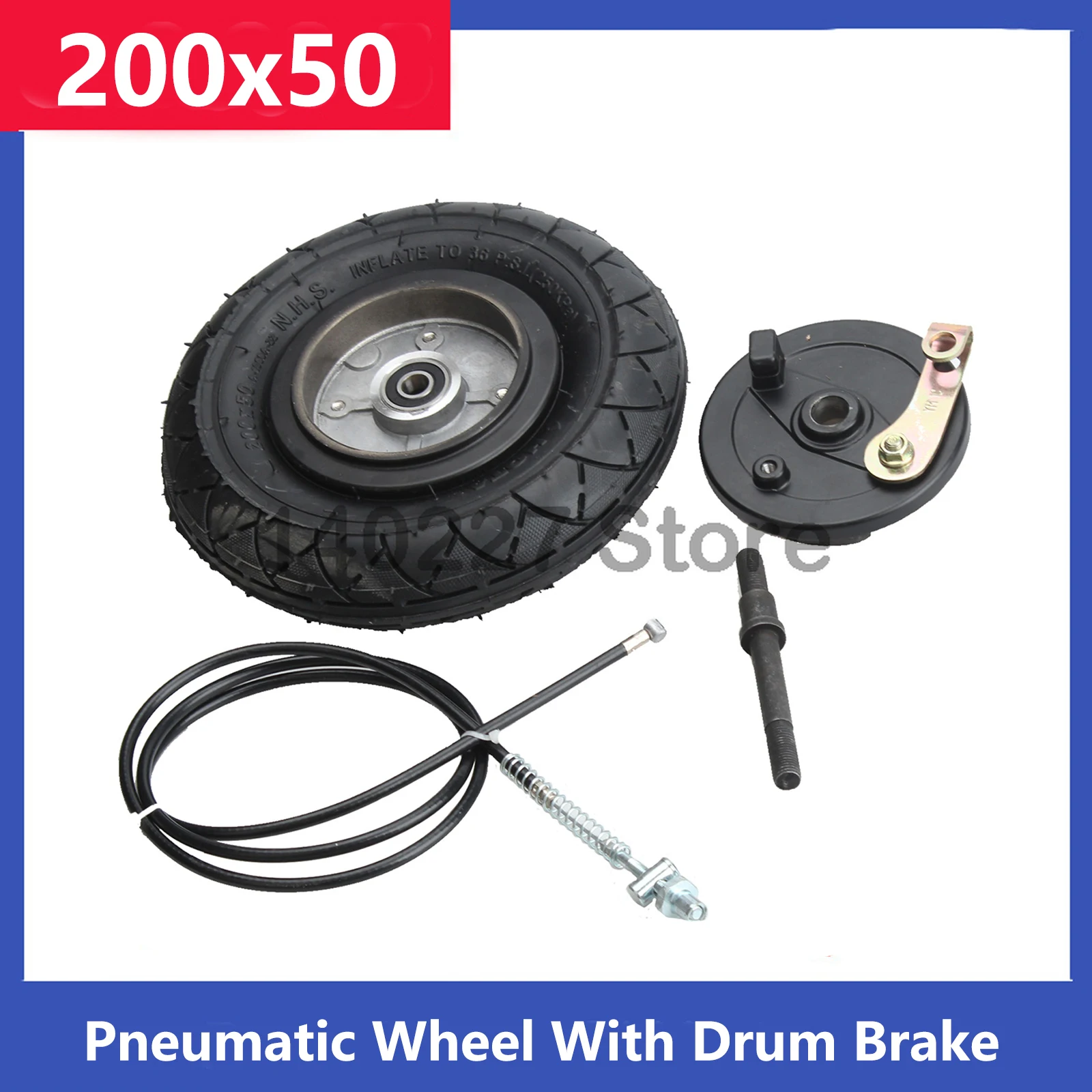 200x50 Pneumatic Wheel With Drum Brake Electric Scooter With Expansion Brake Aluminum Wheel Brake For 8 Inch Wheel Electr Parts