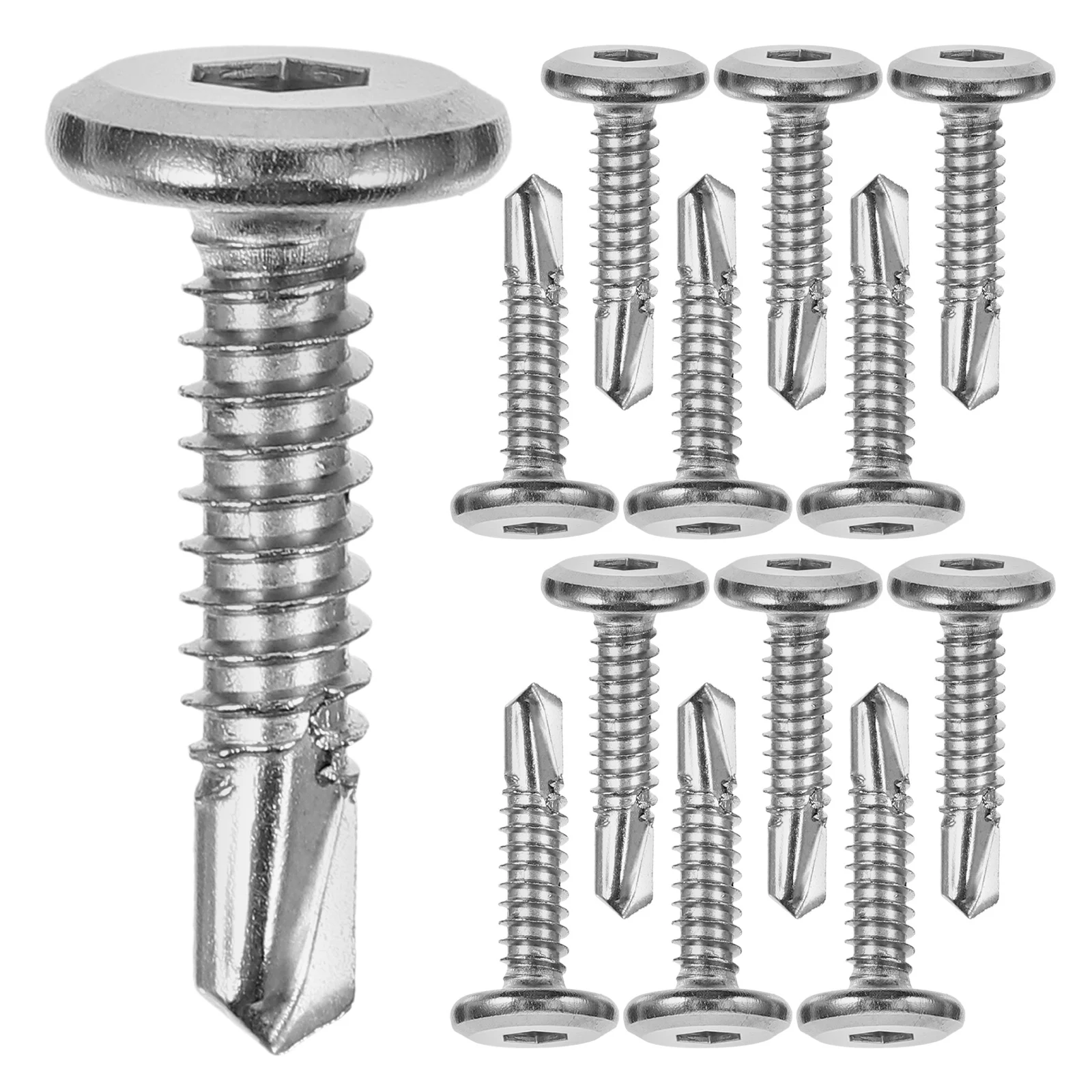 

20Pcs Fencing Screws Self-Tapping Stainless Steel Head Threaded Rods for Home Gate Fence Installation