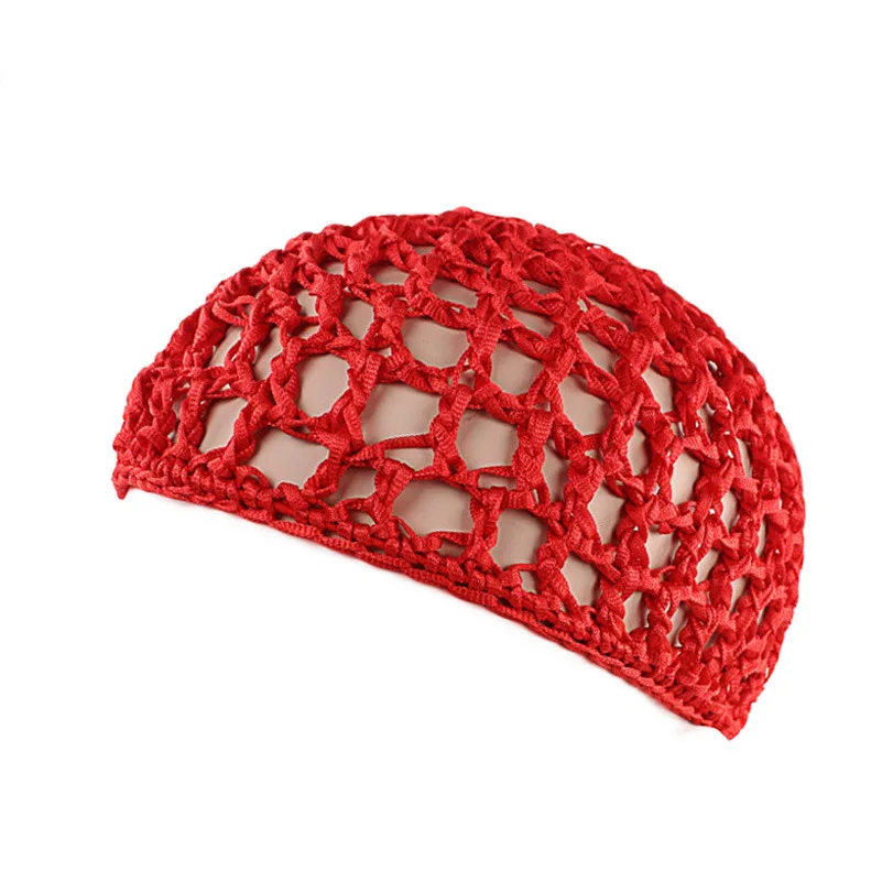 Gorro de ganchillo de malla para mujer, turbante de Color sólido, cubierta de noche para dormir, gorro informal Popular