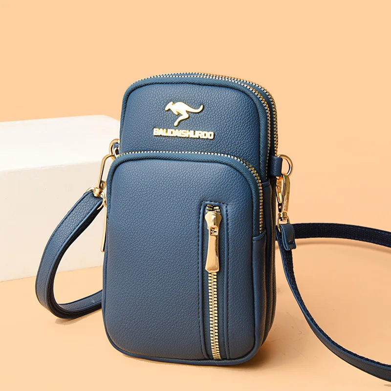 2023 new female mini mobile phone bag simple 100 shoulder crossbody bag soft leather iPhone 13 small change bag