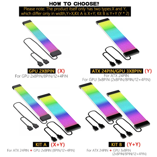 Imagen 2 del producto Jumpeak-barra de luz LED RGB Flexible, cubierta de placa ARGB para fuente de alimentación de ordenador, Cables y funda de tarjeta de vídeo GPU ATX de 24 pines