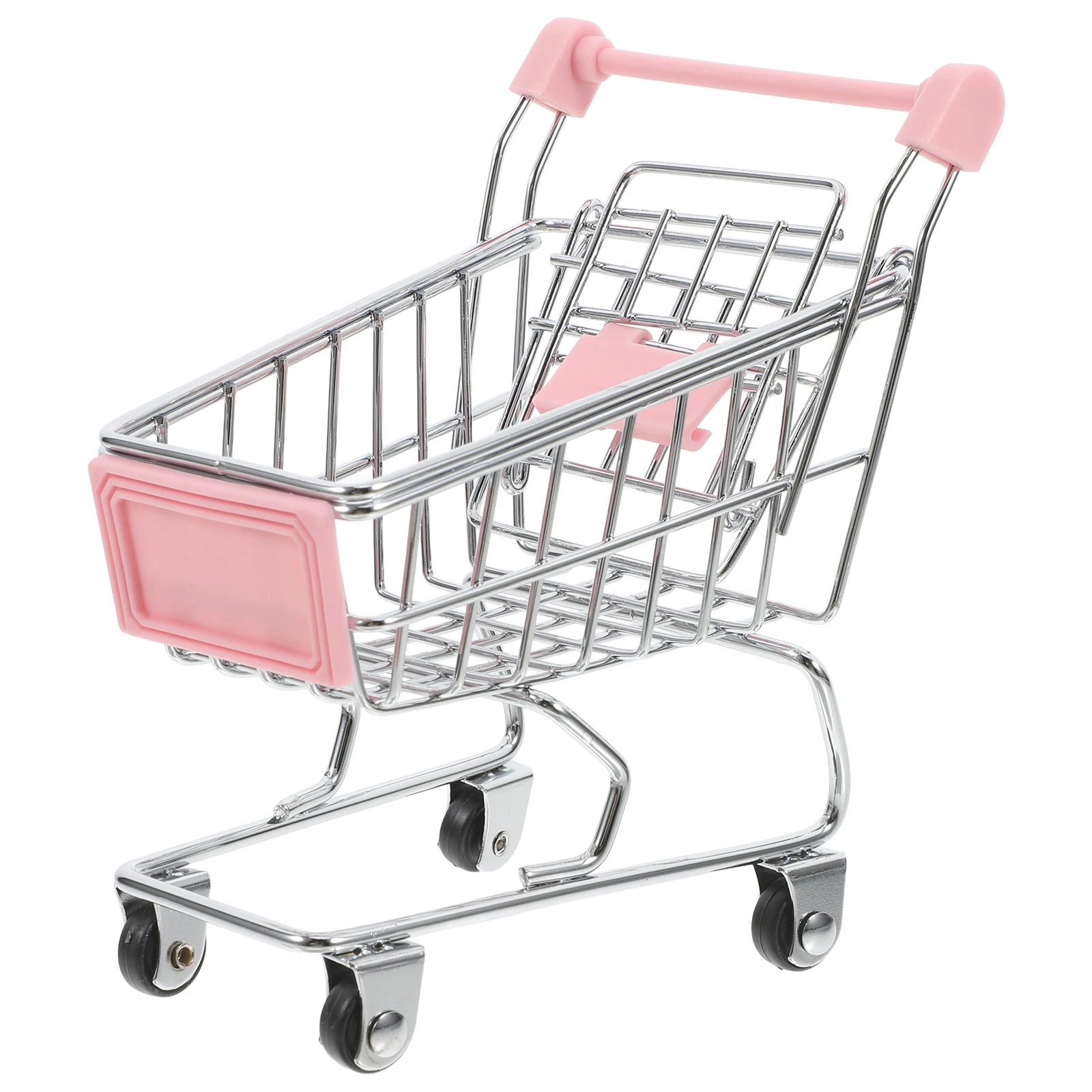 

Mini Shopping Basket Kids Trolley Toy Decor Cart Miniature Grocery Little Iron Pretend Play Desk Small Child