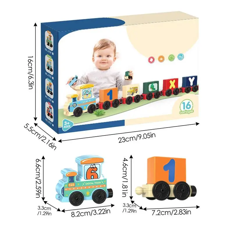 Set di treni magnetici con alfabeto 16 pezzi Numero Treno in legno Giocattolo educativo per bambini Giocattoli per la scuola materna Giocattolo di apprendimento carino per bene