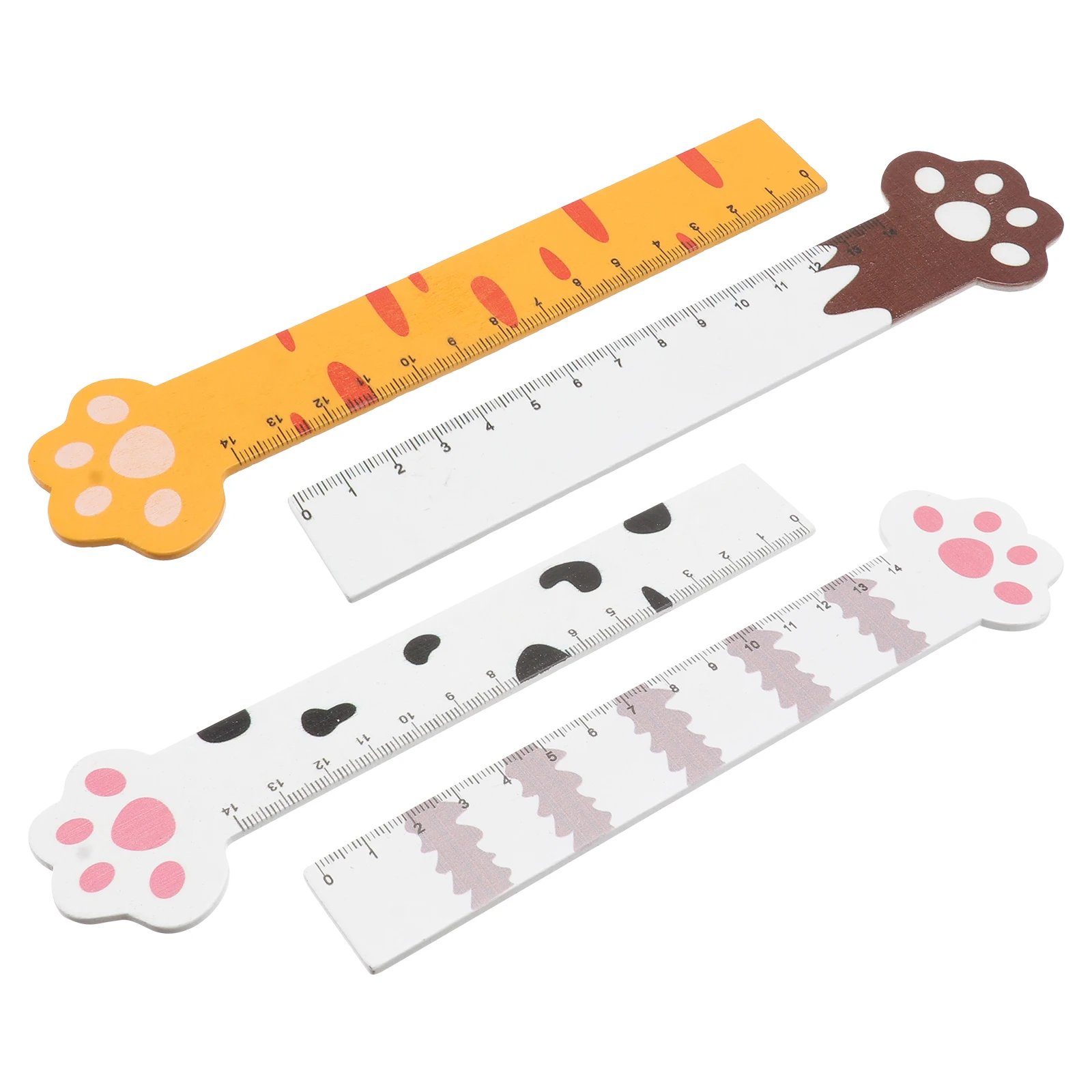 

8pcs Cat Wooden Rulers Adorable Cat Claw Design Rulers Cartoon Measuring Tools Accurate Scales School Office Use