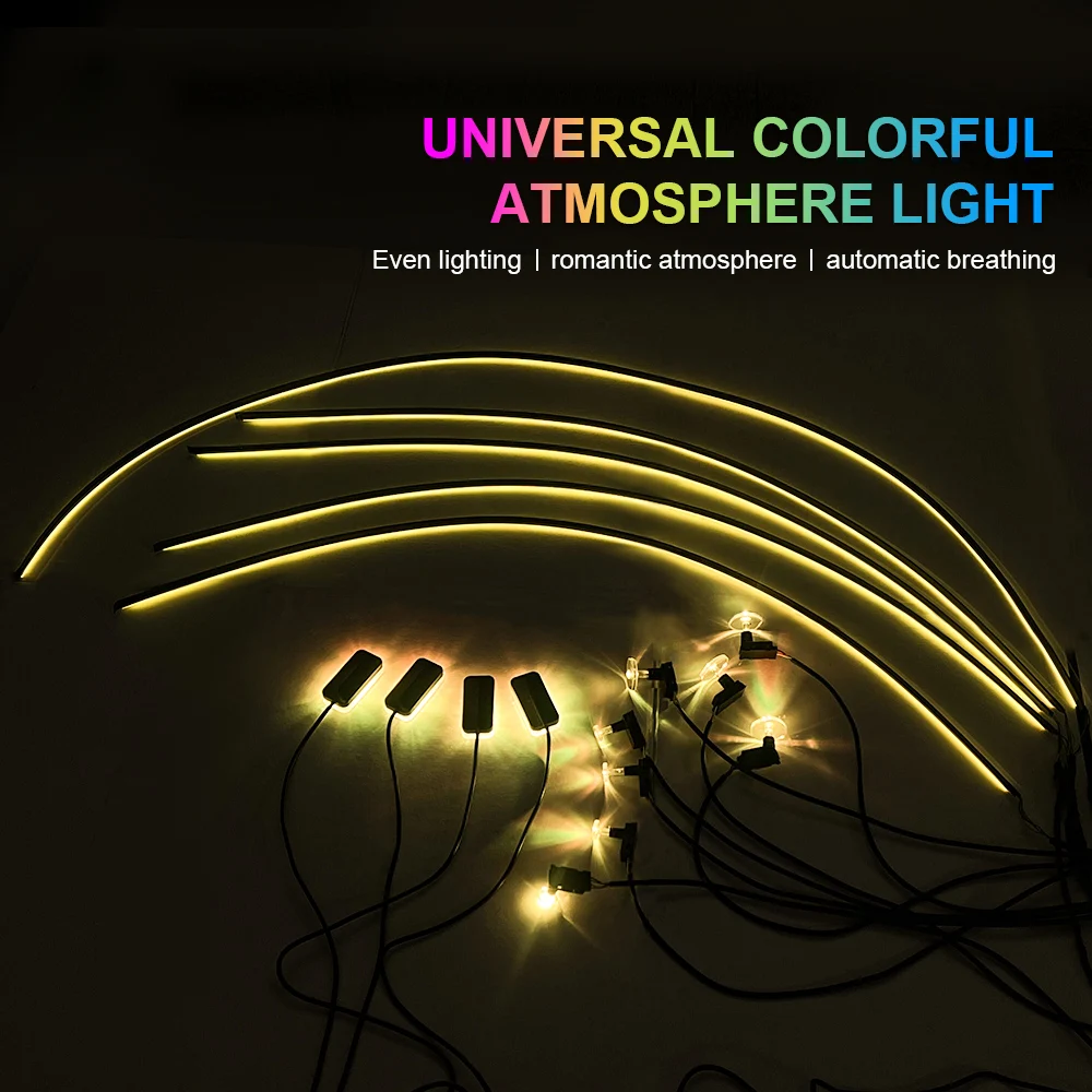 18 in 1 Auto Universal LED Umgebungslicht RGB Neon Streifen Acryl Innen Hintergrundbeleuchtung Dekoration Atmosphäre Beleuchtung App Steuerung 12V