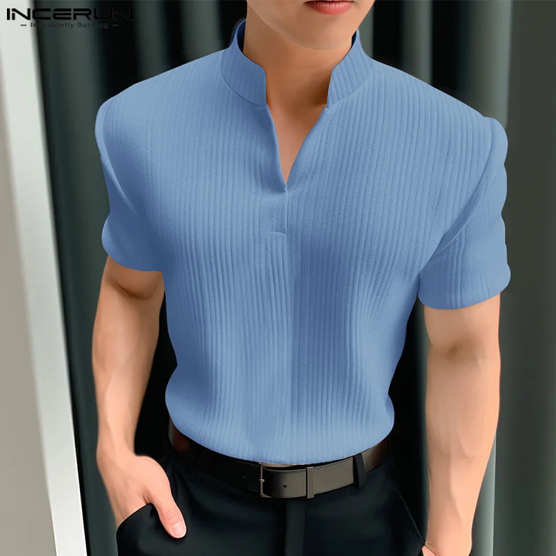 

Мужские футболки с V-образным вырезом, в полоску