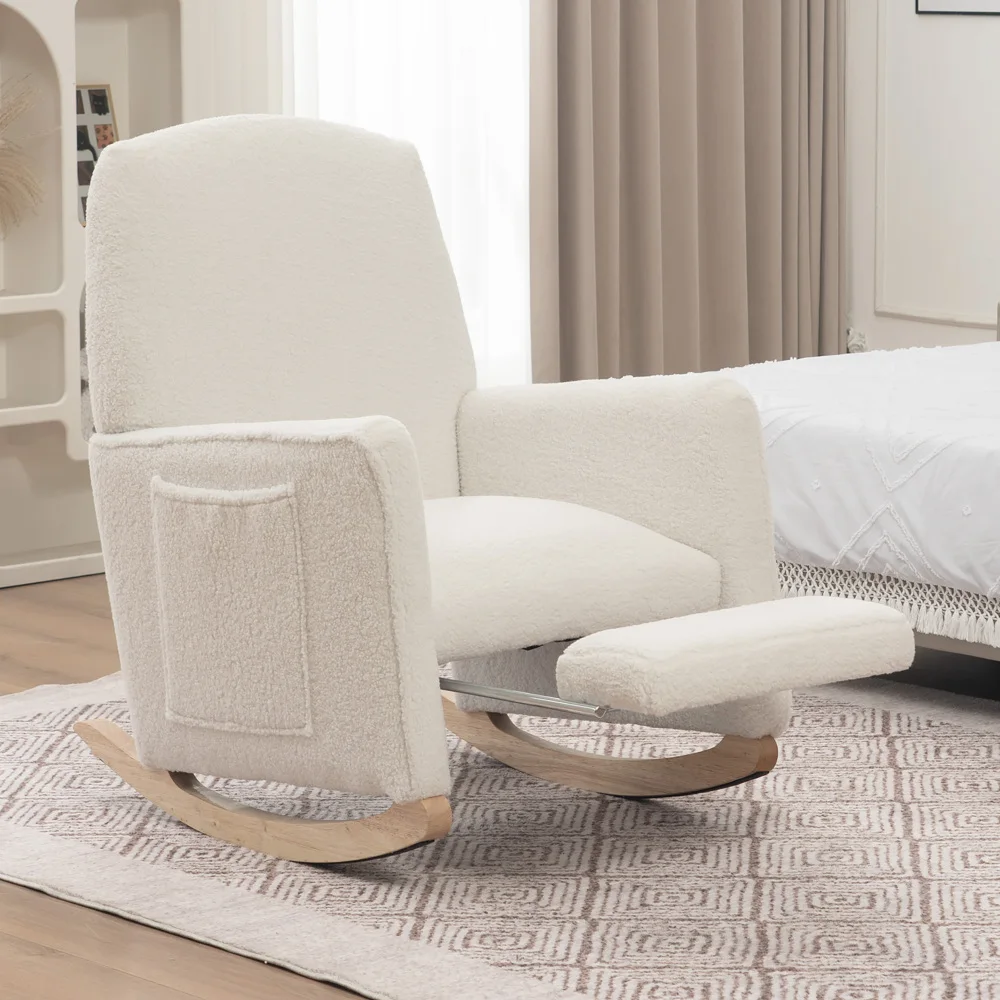 Schaukelstuhl mit Hocker, Sessel mit osmanischem Schaukelstuhl für den Innenbereich mit hoher Rückenlehne für das Wohnzimmer – Detail 13