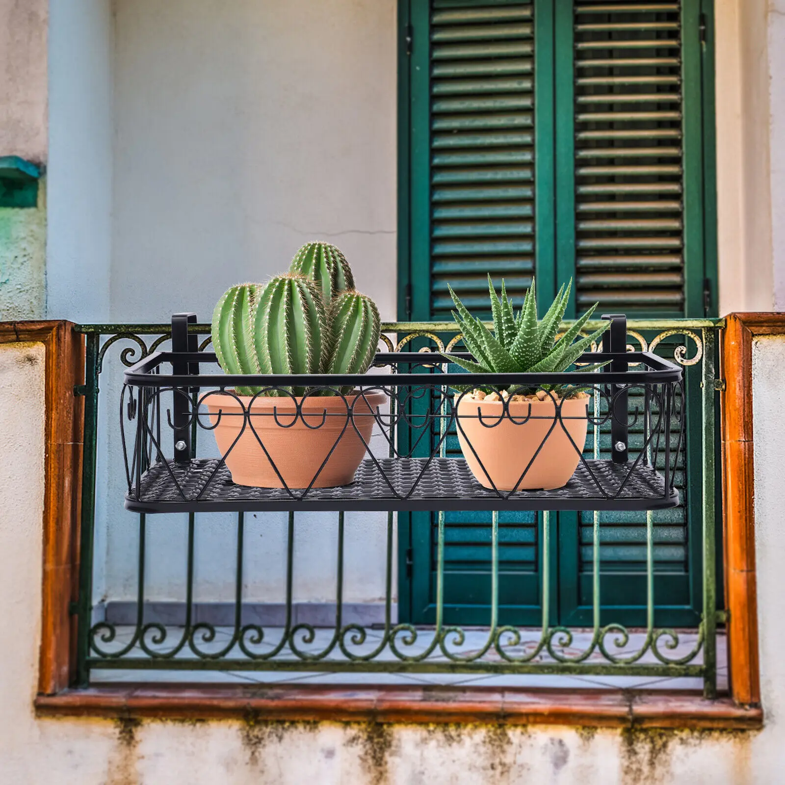 Hangende reling plantenbak met haken Balkon plantenhouder Reling plank Hek Bloemenemmer Plantenrek Bloempot Standhouder