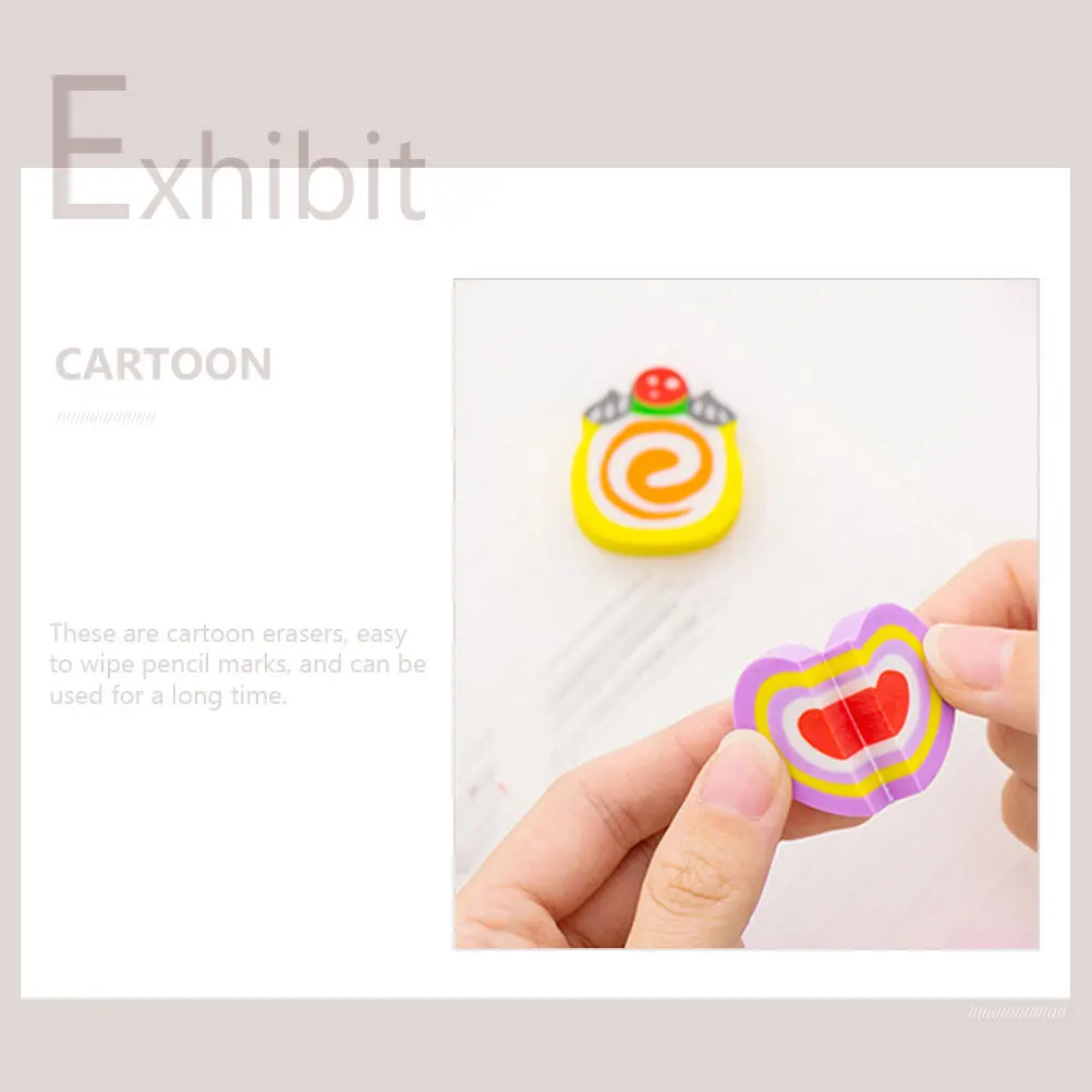 

18Pcs Dessert Elements Erasers Cartoon Cake Donut Shaped Lovely Erasers for Kids Students Stationery Creative Classroom Gift