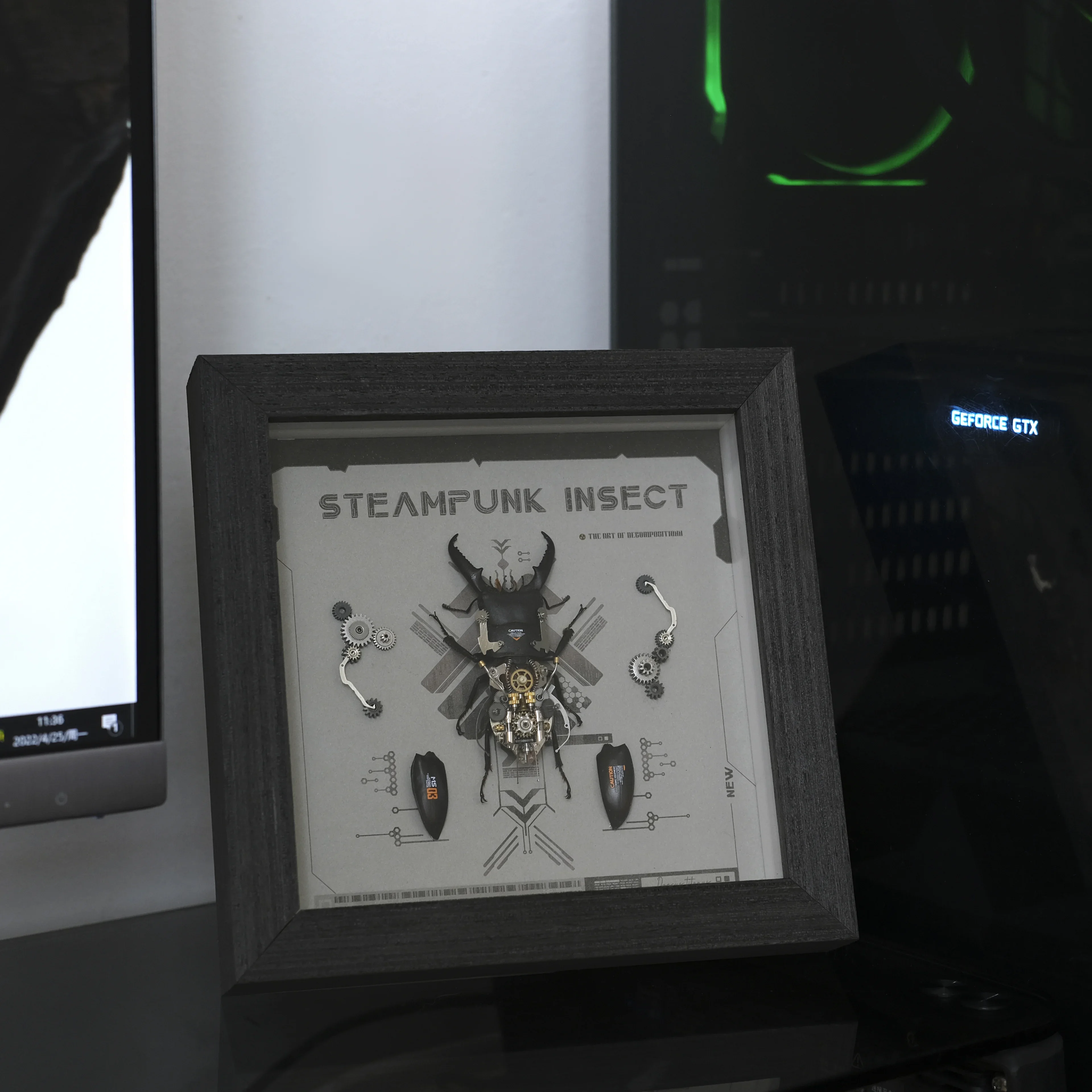 Steam Insects Punk Mechanical Spade Armor Static Real Specimens Retro Ornaments Decorative Photo Frame Creative Birthday Gift