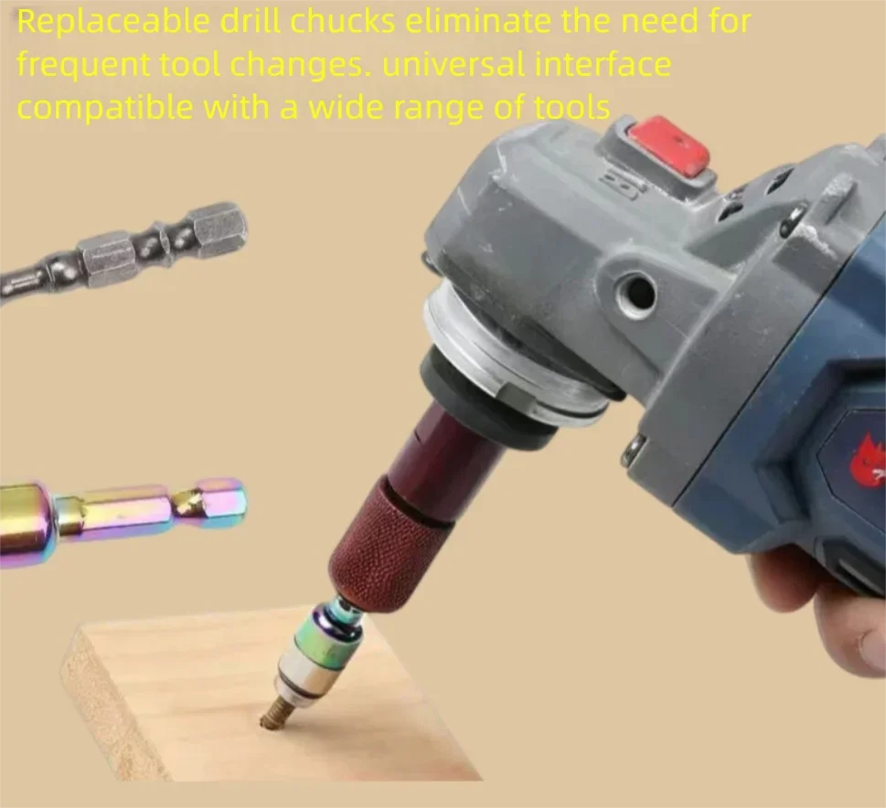 Universal M10 Angle Grinder to 6.35mm Hex Shank Drill Bit Conversion Adapter Electric Drill Chuck for Power Tool Accessory view 2
