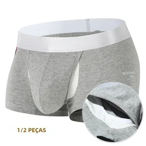 1/2 Stücke offen vorne Unterwäsche Männer Baumwolle sexy Männer Boxer Shorts atmungsable Bag Bulge Bag Männer 12 Cueca -Verkauf von Herren mit Eröffnung vor dem Vorgang - №1