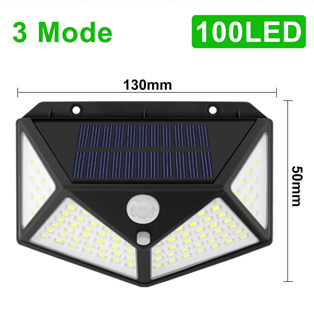

PIR Motion Sensor 100LED Sunlight control 4 sided Solar Energy Street light Yard Path Home Garden Solar Power lamp Wall Light
