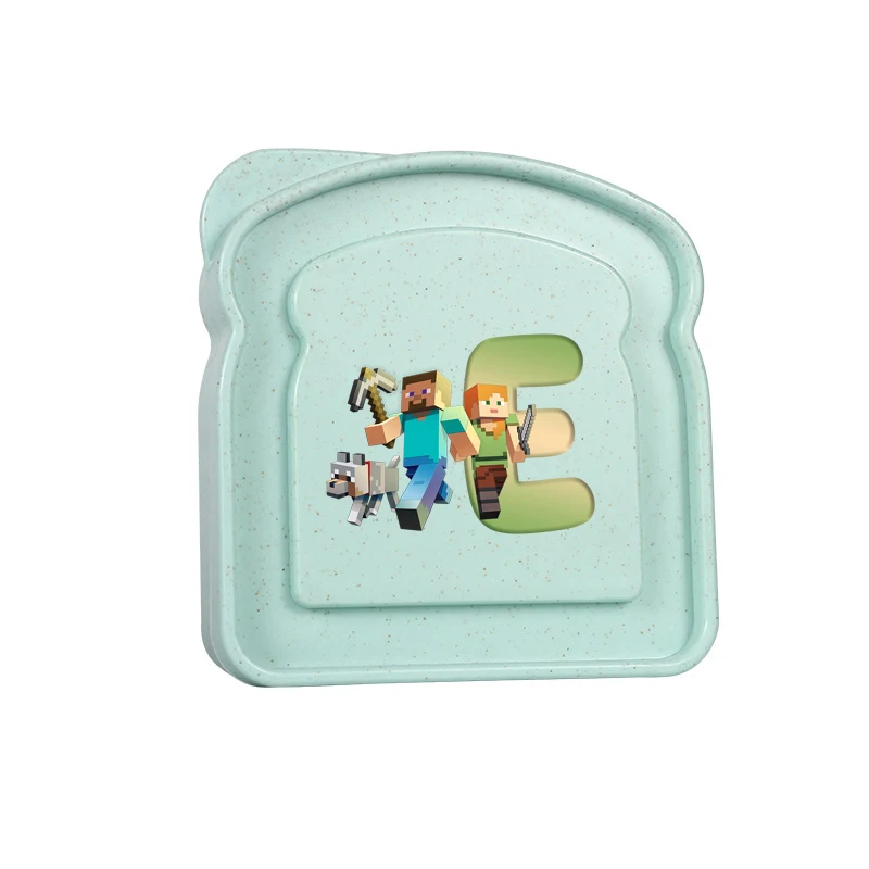 Game Theme Letters Printed Sandwich Container Toast Shaped Portable Minecrafted Lunch Box Fashion Bento Box Lid Lunch Case Gift view 5