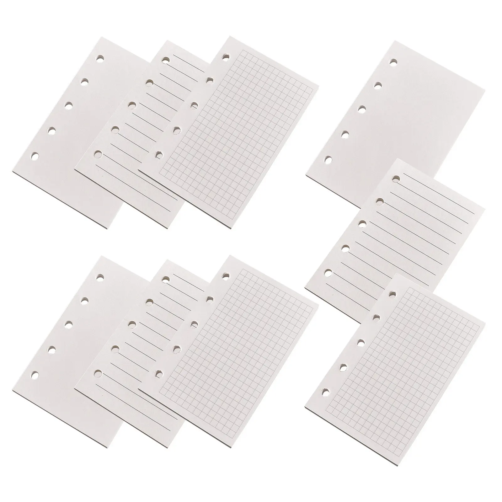 

Набор из 9 перфорированных вкладышей для блокнота на 5 отверстий: бумага для планировщика, ежедневника, органайзера, дневника — в линейку, в клетку, чистая