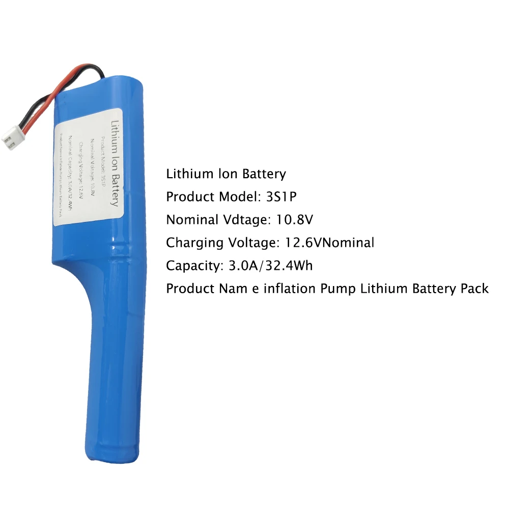 3S1P 10.8V 3000mAh Rechargeable Lithium Battery Pack Suitable for Inflation Pump Injection Pump