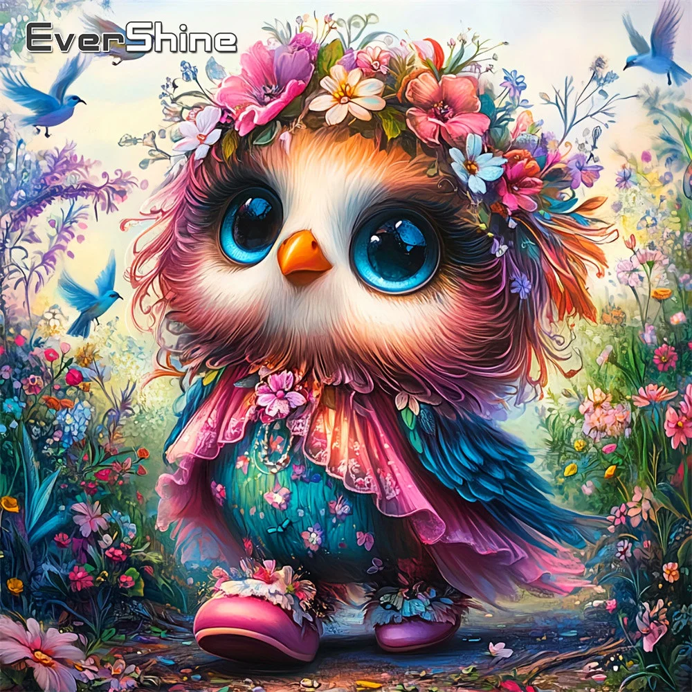 Evershine Diamant-Stickerei Tierbild Strass-Gemälde Vogel Vollquadrat-Mosaik Blume DIY Neuerscheinung Wandkunst