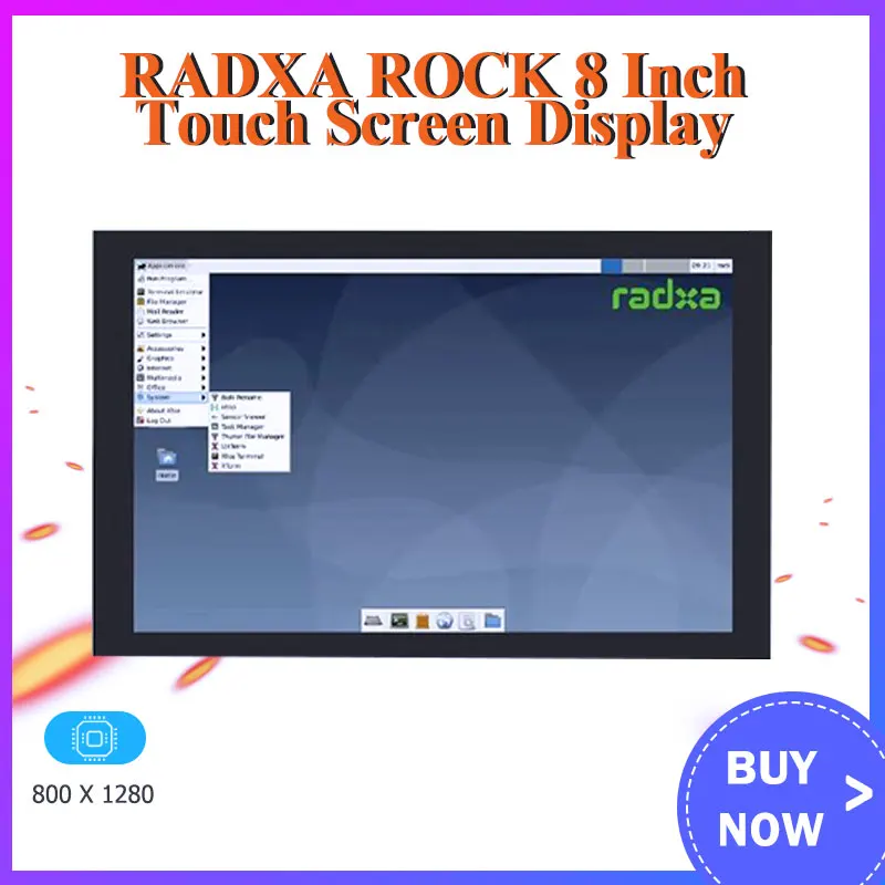 8-дюймовый сенсорный экран RADXA ROCK 5B, дисплей 800x1280 стандарта для Rock Pi 5B / 4B / 3B / 4C +/ Zero 2