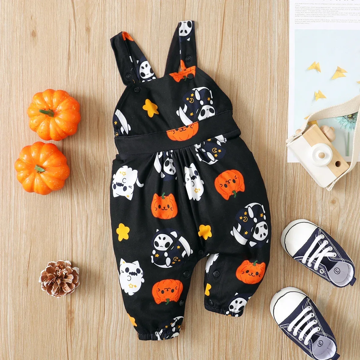 PatPat Halloween Costumes Baby Boys / Baby Girls Pumpkins Baby Clothes Suspender Jumpsuits Soft and Comfortable