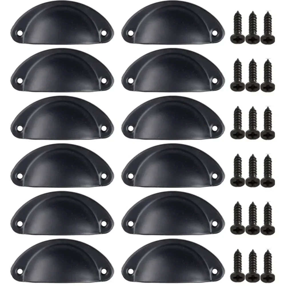 Half Moon Cup Pull Handles For Cabinets And Drawers 12 Pieces With Screws For Kitchen And Home Furniture Replacement