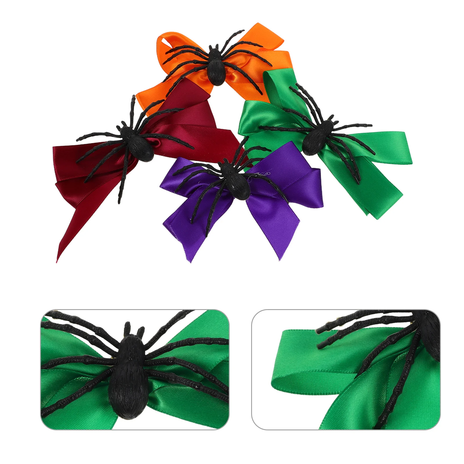 

8Pcs Halloween Spider Bow Hair Clips Spooky Ribbon Bows Cosplay Hair Accessories Party Costume Hairpins for Women