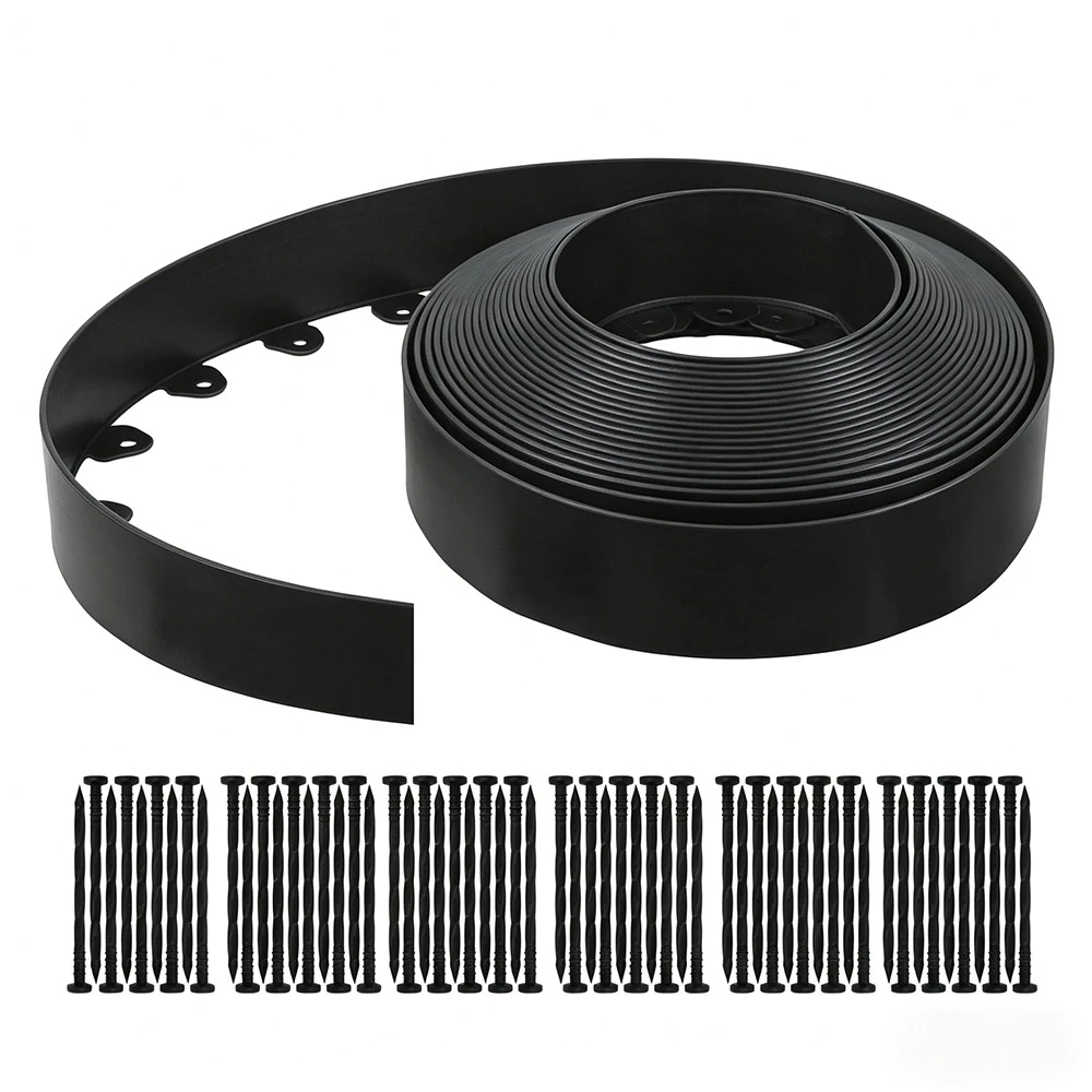 Kit de bordure paysagère, 60 pieds de long, 1,9 pouces de hauteur, bordure de jardin sans creusement pour parterres de fleurs, allées d'arbres, sentiers, comprend 60