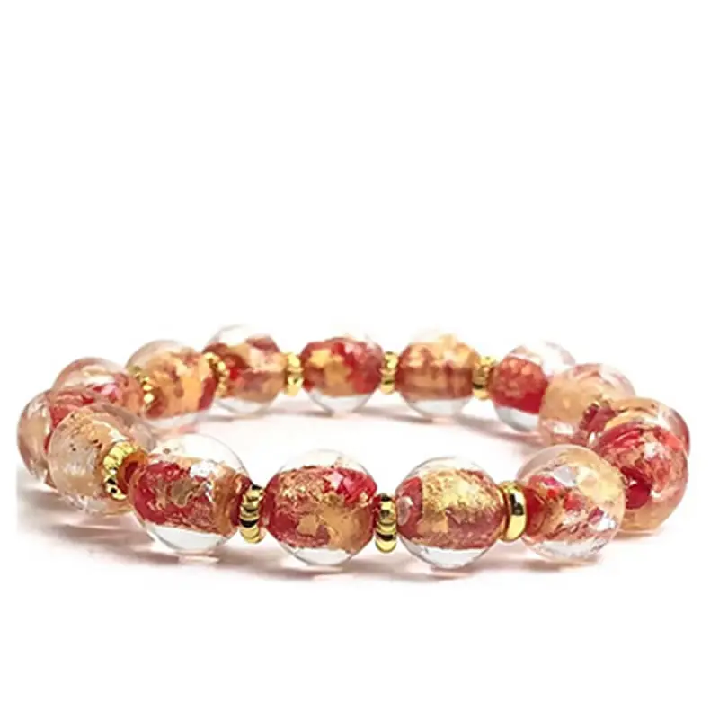 الفن الزجاج حبة أساور للنساء والرجال ، الصقيل الملونة ، الريكي ، الثروة ، الطاقة ، حظا سعيدا ، مجوهرات الرعاية الصحية ، حجر الطبيعة ، 10 مللي متر