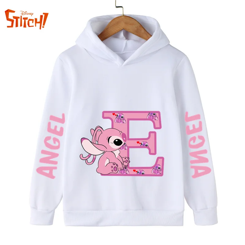 Kawaii Stitch 26 English Letters Long Sleeve kids Hoodie Y2k Clothes Angel Hoodies girls Clothing Hoodie boys Sweatshirts Hoodie