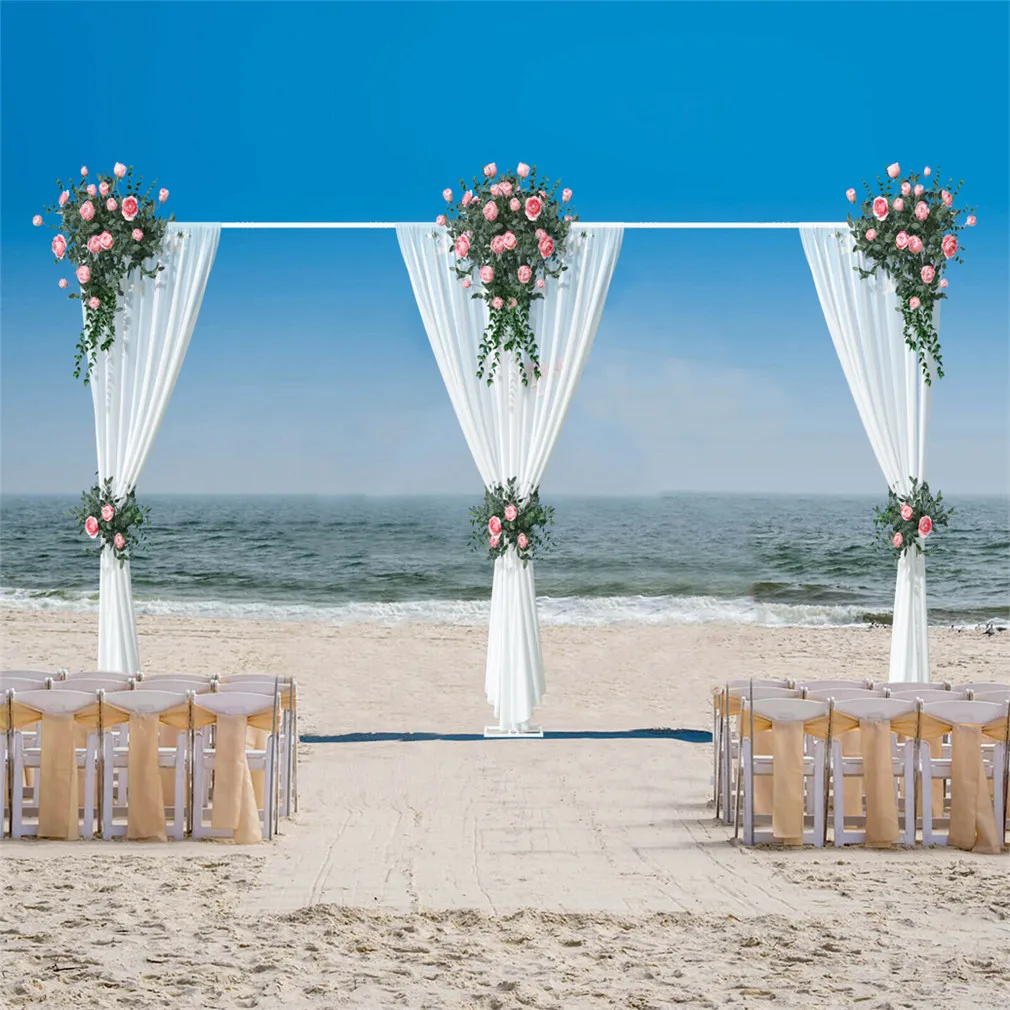 qp-Heavy-Duty Adjustable Backdrop Stand Kit, Drape Pipe Support Frame, Wedding Backdrop, 6m x 3m-